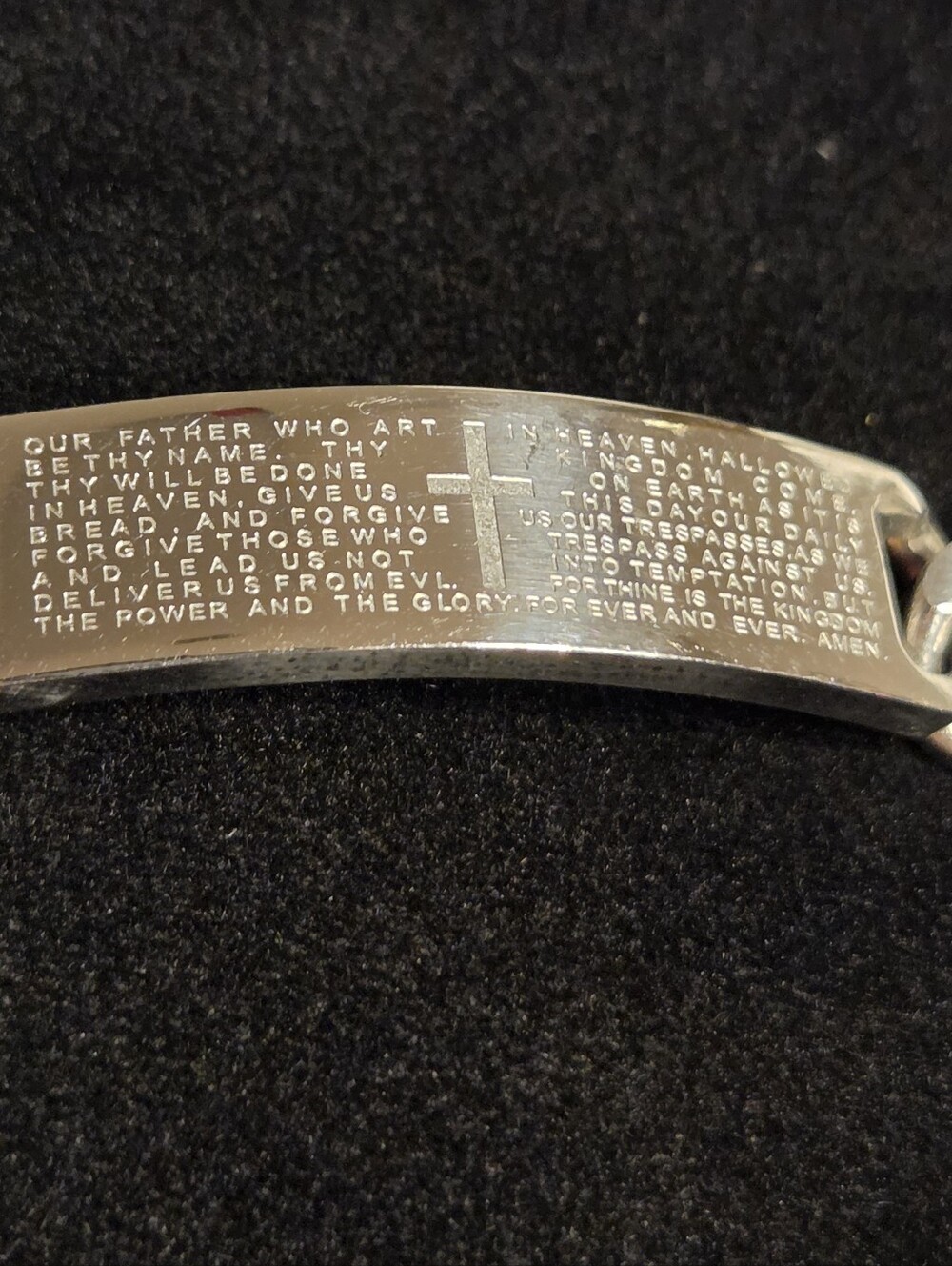 Men's Silver Tone Stainless Steel Lord's Prayer Our Father Bracelet